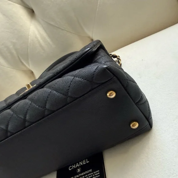 Coco CHANEL Black Caviar Top handle with Gold Accents - Picture 9 of 11
